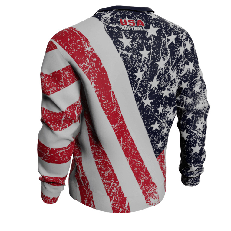 American Flag Long Sleeve Shirt - USA Softball - back
