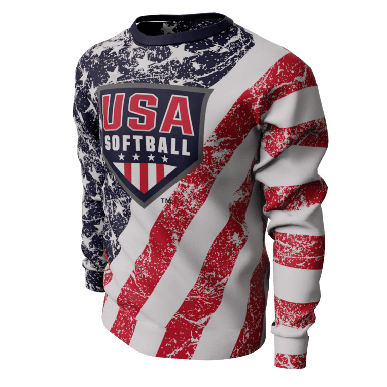 American Flag Long Sleeve Shirt - USA Softball