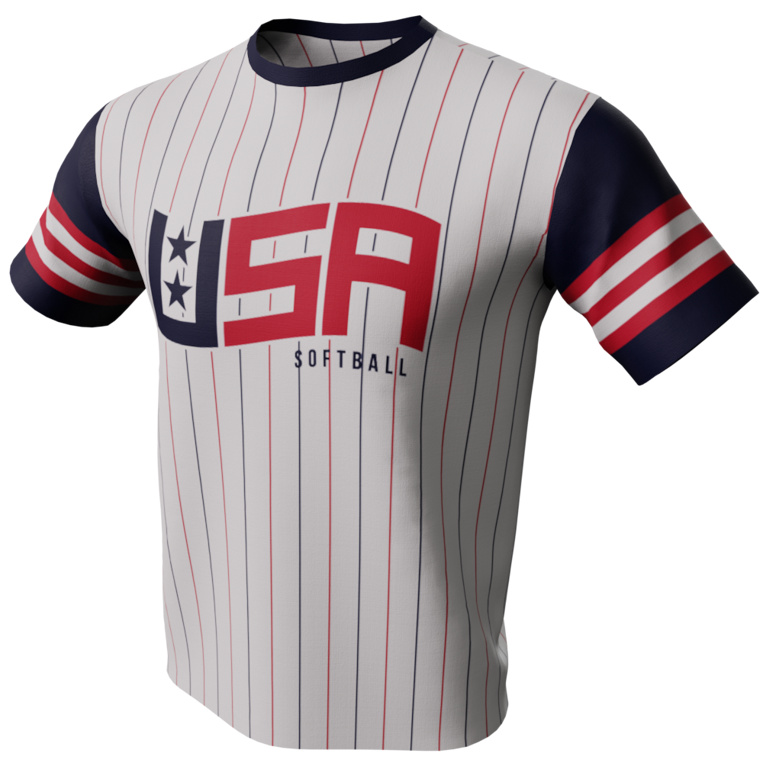 USA Softball White Pinstripe Shirt