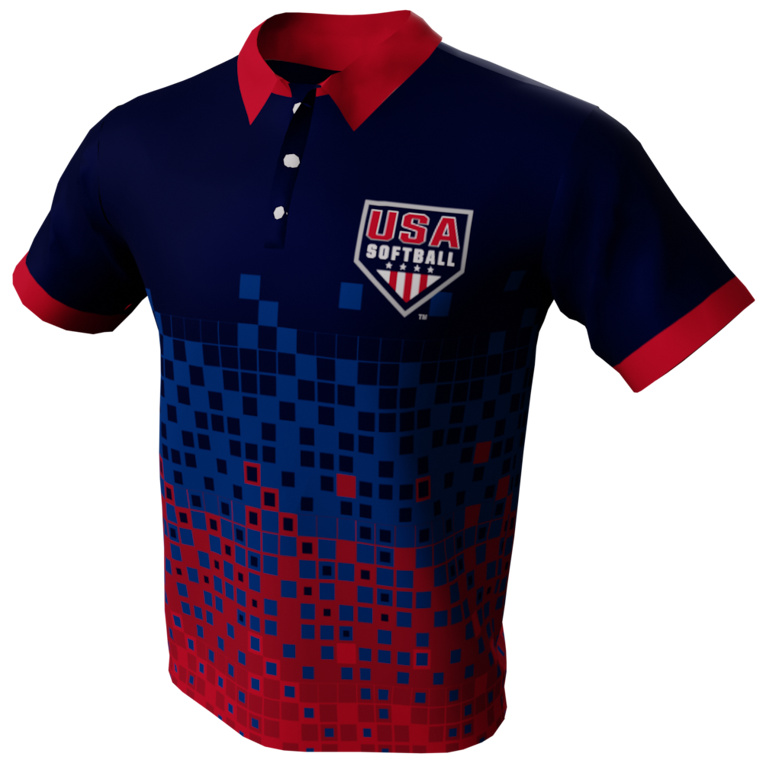 USA Softball Rectangular Fade Polo Shirt