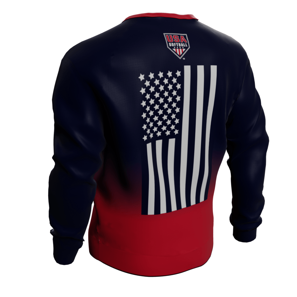 USA Softball Red and Navy Fade Long Sleeve Shirt back