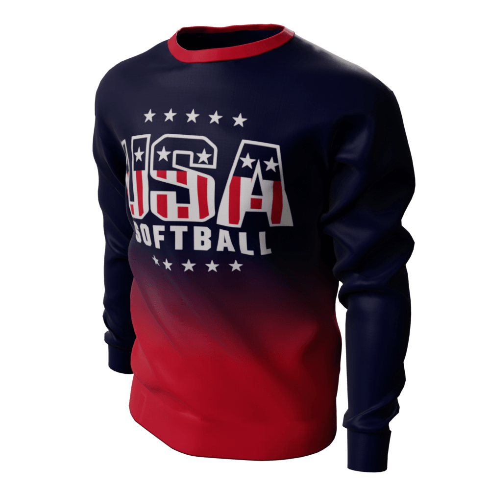 USA Softball Red and Navy Fade Long Sleeve Shirt